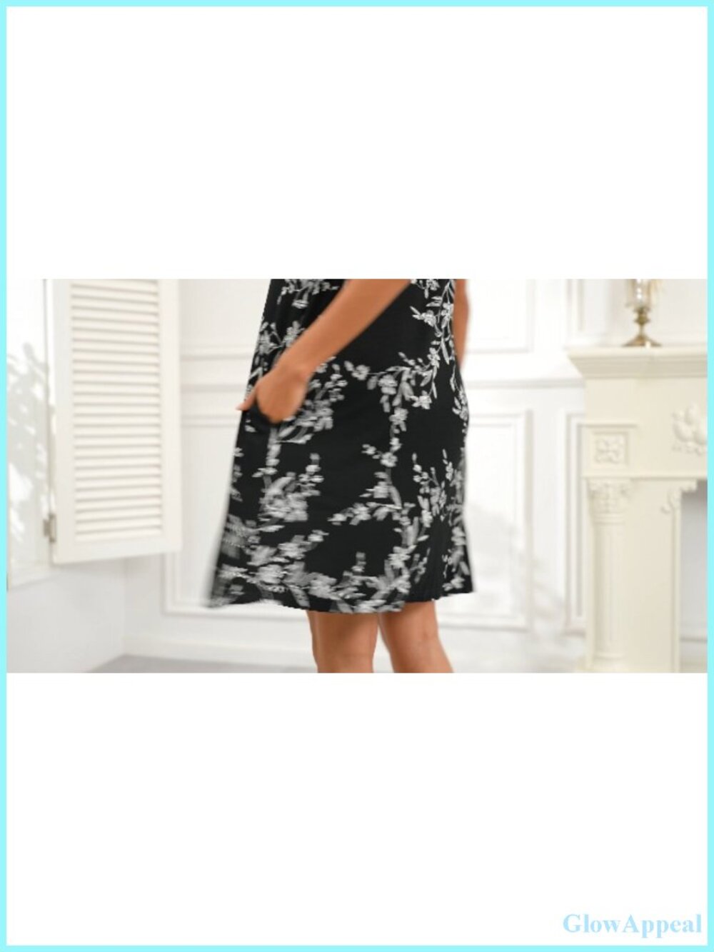 T Shirt Dress Summer Short Sleeve Swing Dress with Pockets - Picture 5 of 5